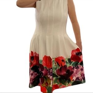 Calvin Klein Dress A-Line Fit & Flare Floral Feminine Midi with Pockets - 8